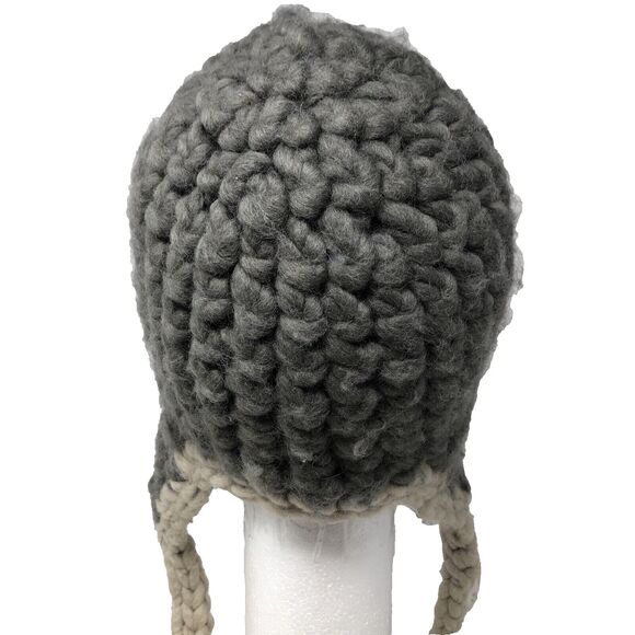 Nirvanna Designs Wool Knit Trapper Hat Handmade Chunky Ear Flaps Fleece Lined - Picture 6 of 9